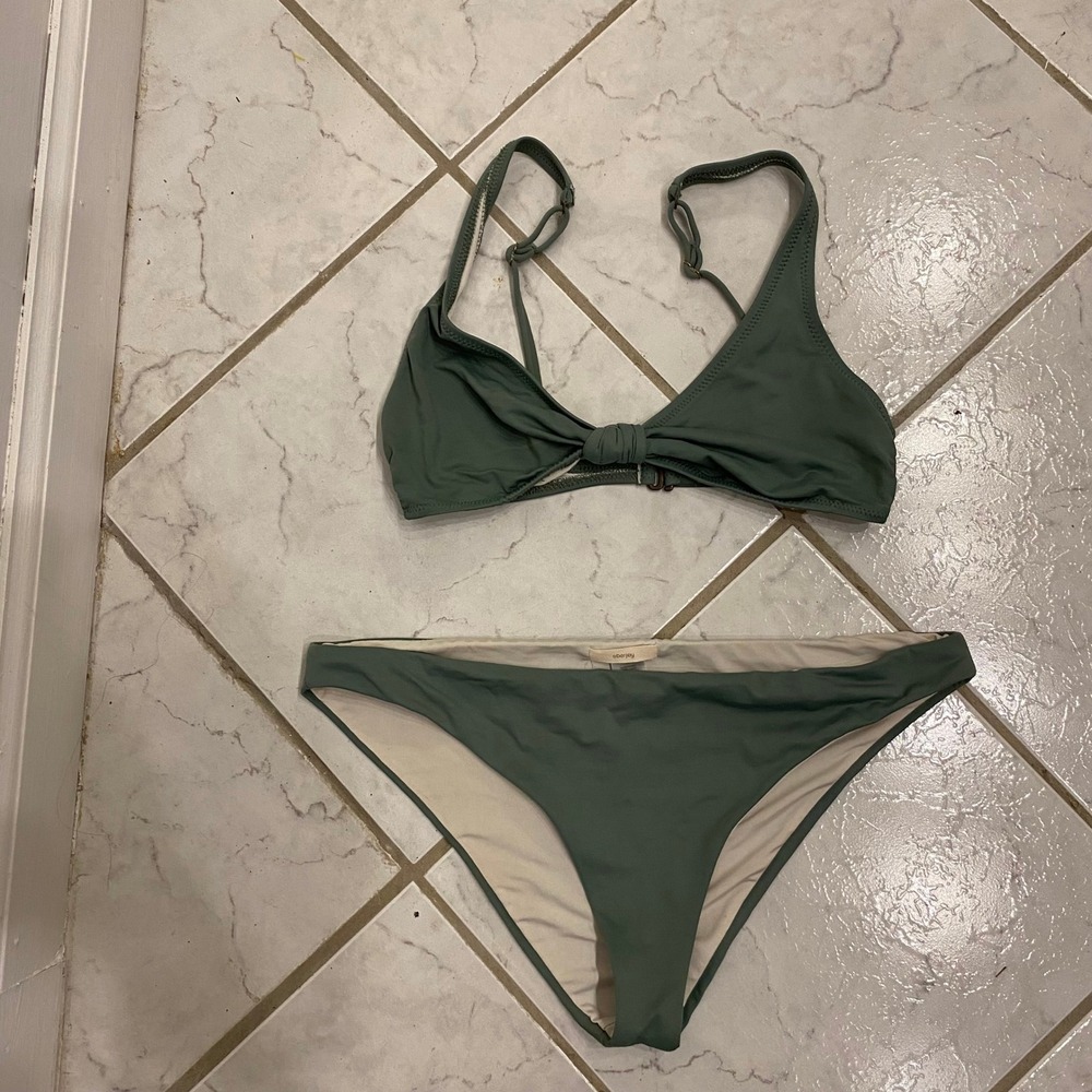 Eberjey Sage Green Bikini Set Knotted Triangle Two Piece